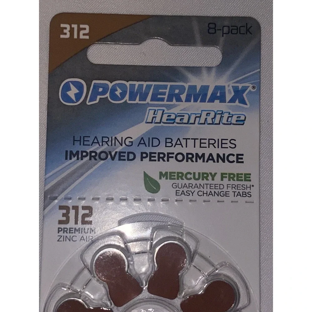 Powermax Size 312 Hearing Aid Batteries, Brown Tab 32-Count‎ | Expire April 2027